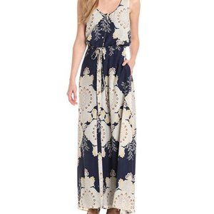 Vince Camuto Blue Floral Button-front Maxi Dress - Size 12